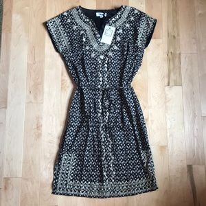Patterned Shift Dress w/ Waist-Tie - NEW WITH TAG